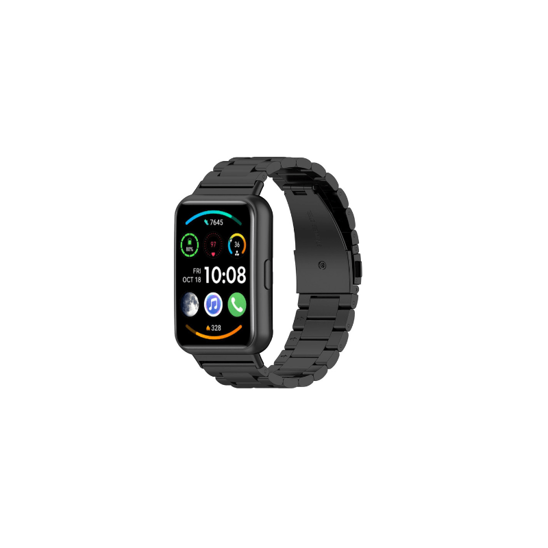 Bracelete Aço Stainless Lux + Ferramenta para Huawei Watch Fit 2 Classic - Preto