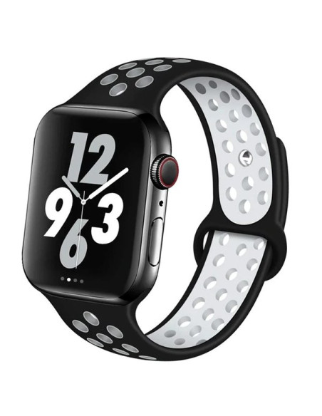 Bracelete SportyStyle para Apple Watch Edition Series 7 - 45mm - Preto / Branco