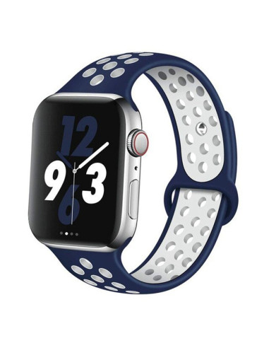 Bracelete SportyStyle para Apple Watch Series 5 - 44mm - Azul Escuro / Branco