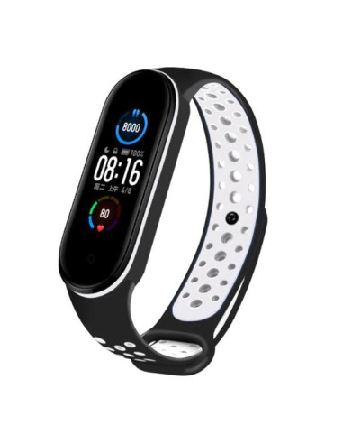 Bracelete SportyStyle para Xiaomi Mi Band 5 - Preto / Branco