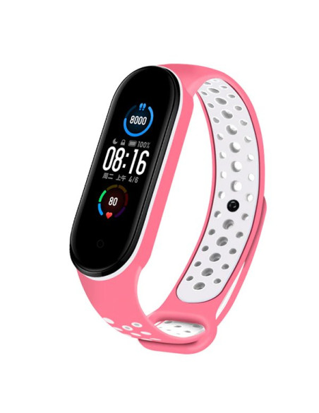 Bracelete SportyStyle para Xiaomi Mi Band 6 / Mi Smart Band 6 - Rosa / Branco