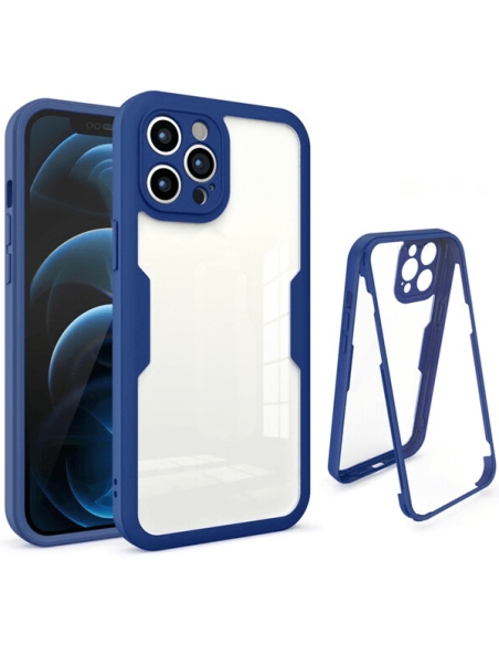 Capa Anti-Crash 360 Protection á Prova de Choque Frente e Verso para iPhone 13 - Azul Escuro