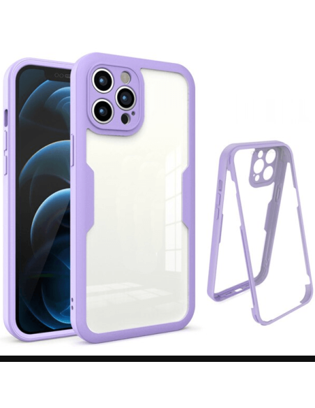 Capa Anti-Crash 360 Protection á Prova de Choque Frente e Verso para iPhone 13 - Roxo