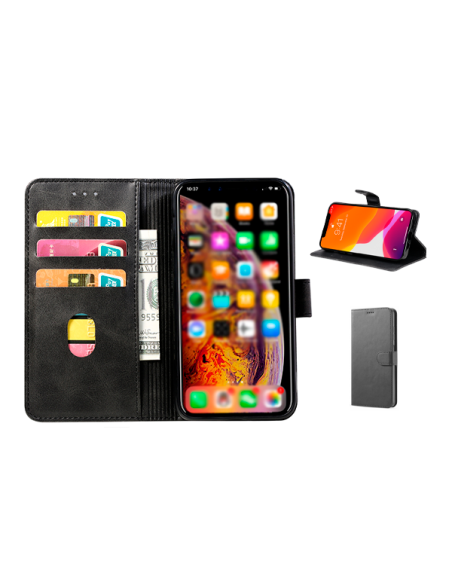 Capa MagneticFlipWallet Com Aba para Xiaomi Poco M4 Pro - Preto