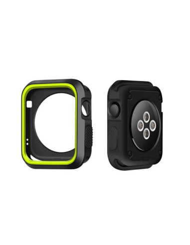 Capa Military Anti-Impacto DoubleColor para Apple Watch SE (2022) 40mm - Preto / Verde Fluorescente