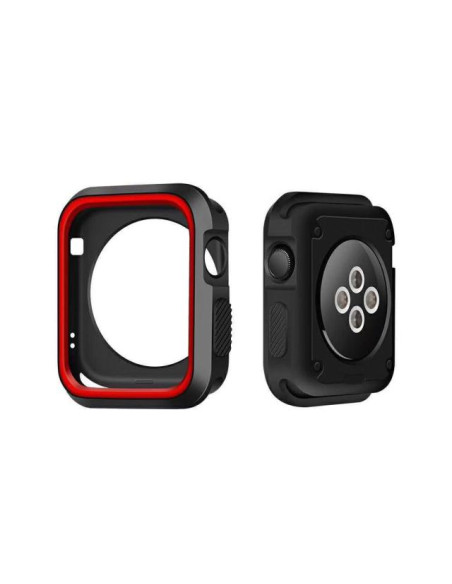 Capa Military Anti-Impacto DoubleColor para Apple Watch SE (2022) 40mm - Preto / Vermelho