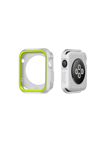 Capa Military Anti-Impacto DoubleColor para Apple Watch Series 3 - 38mm - Cinza / Verde Fluorescente