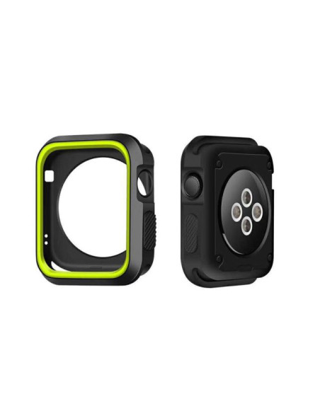 Capa Military Anti-Impacto DoubleColor para Apple Watch Series 4 - 40mm - Preto / Verde Fluorescente