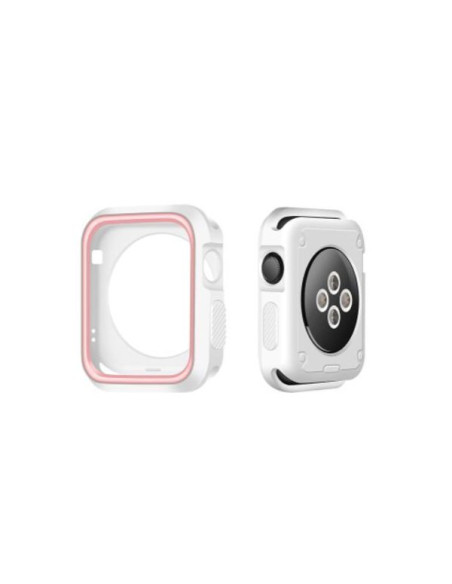 Capa Military Anti-Impacto DoubleColor para Apple Watch Series 5 - 44mm - Branco / Rosa