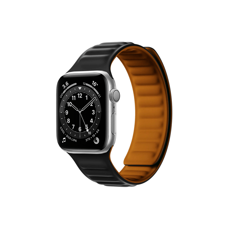 Bracelete Magnetic SmoothSilicone para Apple Watch SE (2022) - 40mm - Preto Laranja