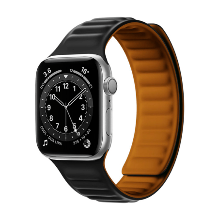 Bracelete Magnetic SmoothSilicone para Apple Watch SE (2022) - 40mm - Preto Laranja