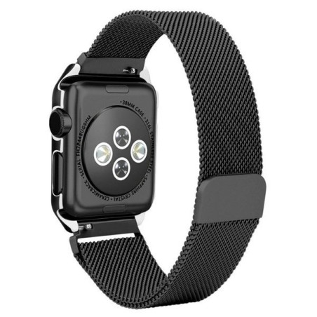 Bracelete Milanese Loop Fecho Magnético para Apple Watch Edition Series 7 - 45mm - Preto