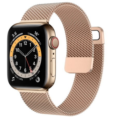 Bracelete Milanese Loop Fecho Magnético para Apple Watch Series 5 - 44mm - Rosa Ouro