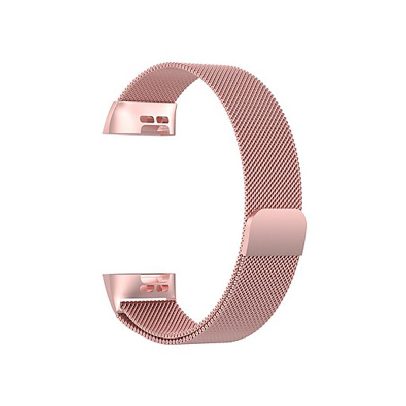 Bracelete Milanese Loop Fecho Magnético para Fitbit Charge 3 / Charge 3 SE - Rosa