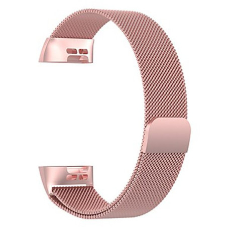 Bracelete Milanese Loop Fecho Magnético para Fitbit Charge 3 / Charge 3 SE - Rosa