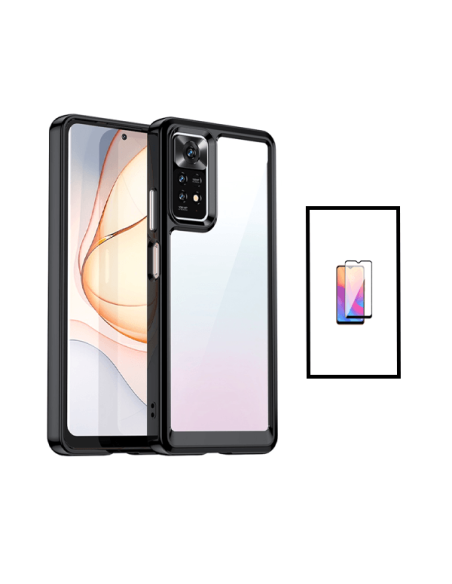 Kit AluminArmor Airbag Protection + Película de Vidro Temperado 5D Full Cover para Xiaomi Redmi Note 11 - Transparente/Preto