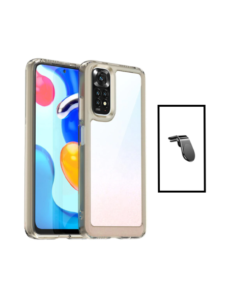 Kit AluminArmor Airbag Protection + Suporte Magnético L Safe Driving para Xiaomi Redmi Note 11 - Transparente/Beje