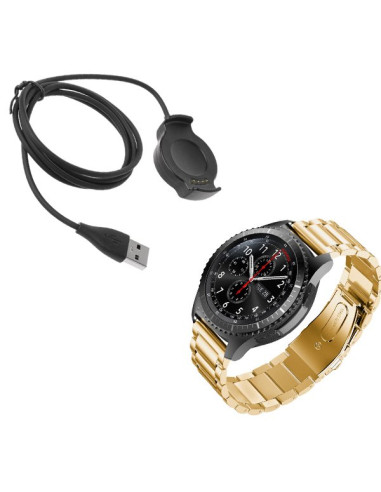 Kit Bracelete Aço Stainless Lux + Ferramenta + Carregador Usb Charger para Huawei Watch 2 Pro - Ouro