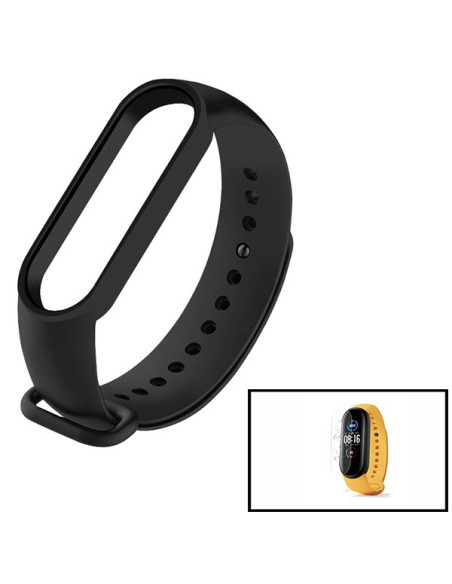 Kit Bracelete SmoothSilicone + Película Hydrogel para Xiaomi Mi Band 6 / Mi Smart Band 5 - Preto