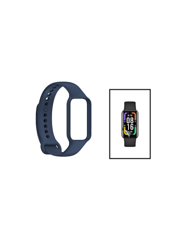 Kit Bracelete SmoothSilicone Com Fivela + Película de Hydrogel para Xiaomi Redmi Smart Band 2 - Azul