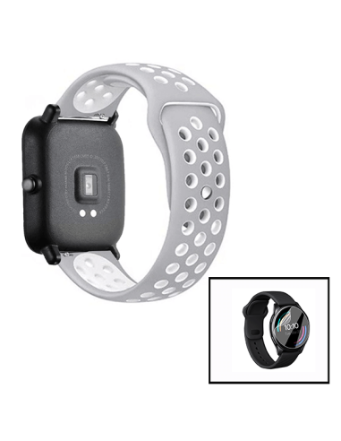 Kit Bracelete SportyStyle + Película de Hydrogel para AmazFit GTR 47mm - Cinza / Branco