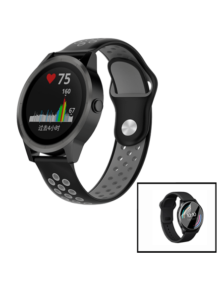 Kit Bracelete SportyStyle + Película de Hydrogel para AmazFit GTS 2 mini - Preto / Cinza