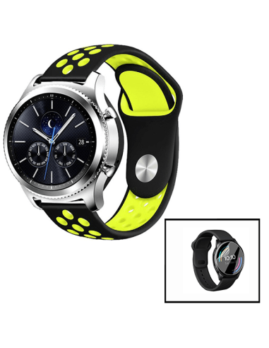 Kit Bracelete SportyStyle + Película de Hydrogel para AmazFit Stratos 3 - Preto / Verde Fluorescente