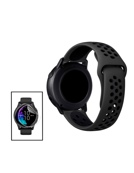 Kit Bracelete SportyStyle + Película de Hydrogel para Huawei GT2 42mm Elegant - Preto / Preto