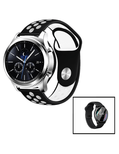 Kit Bracelete SportyStyle + Película de Hydrogel para Huawei Watch 3 Pro - Preto / Branco