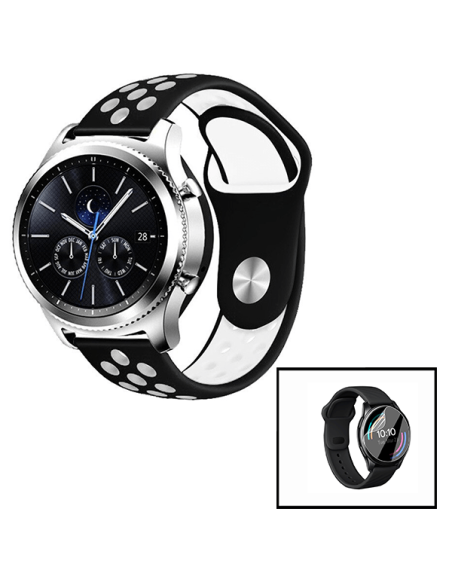 Kit Bracelete SportyStyle + Película de Hydrogel para Huawei Watch Fit Classsic Edition - Preto / Branco