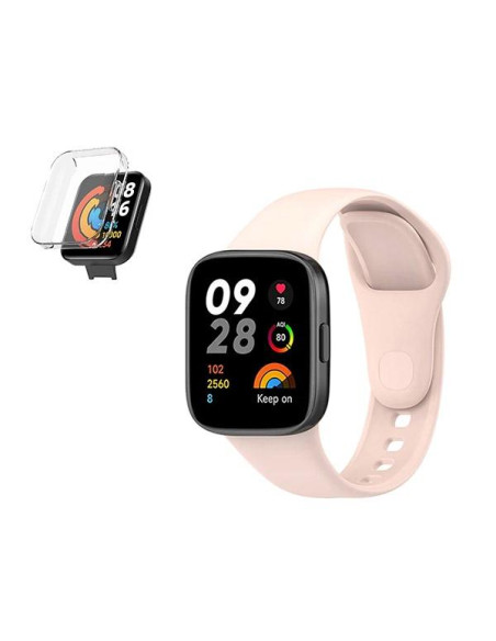 Kit Capa 360° Impact Protection + Bracelete SmoothSilicone Phonecare para Xiaomi Redmi Watch 3 Active - Rosa