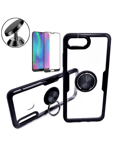 Kit Capa 3x1 Phonecare Clear Armor + Película de Vidro Temperado 5D Full Cover + Suporte Magnético de Carro para Huawei Honor 10