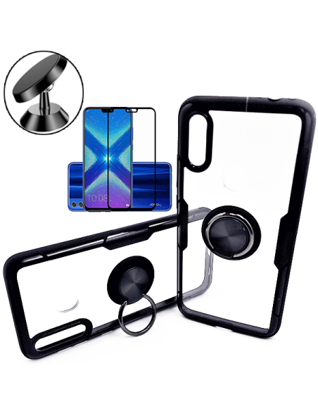 Kit Capa 3x1 Phonecare Clear Armor + Película de Vidro Temperado 5D Full Cover + Suporte Magnético de Carro para Huawei Honor 8X