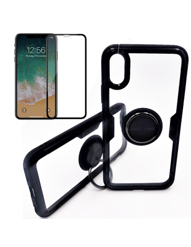 Kit Capa 3x1 Phonecare Clear Armor + Película de Vidro Temperado 5D Full Cover para iPhone X / XS