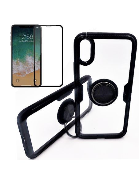 Kit Capa 3x1 Phonecare Clear Armor + Película de Vidro Temperado 5D Full Cover para iPhone X / XS