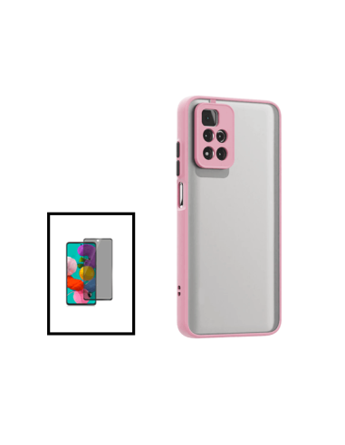 Kit Capa Anti Choque Camera Protection + Película 5D Anti-Spy para Xiaomi 11i HyperCharge - Rosa