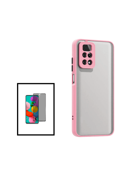 Kit Capa Anti Choque Camera Protection + Película 5D Anti-Spy para Xiaomi Redmi Note 11 Pro - Rosa