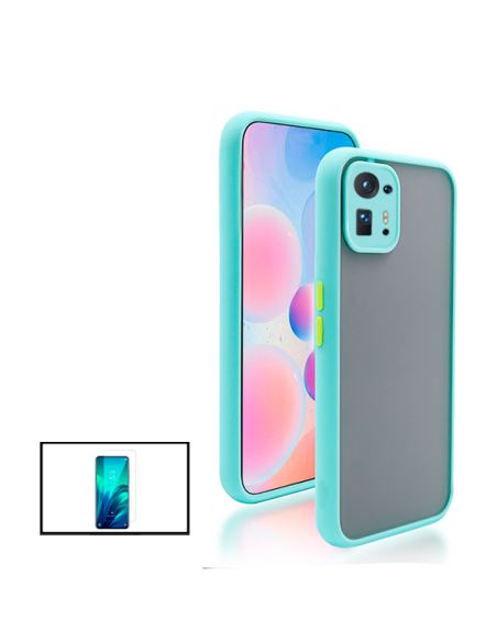 Kit Capa Anti Choque Camera Protection + Película 5D Full Cover para Xiaomi Mix 4 - Azul Claro