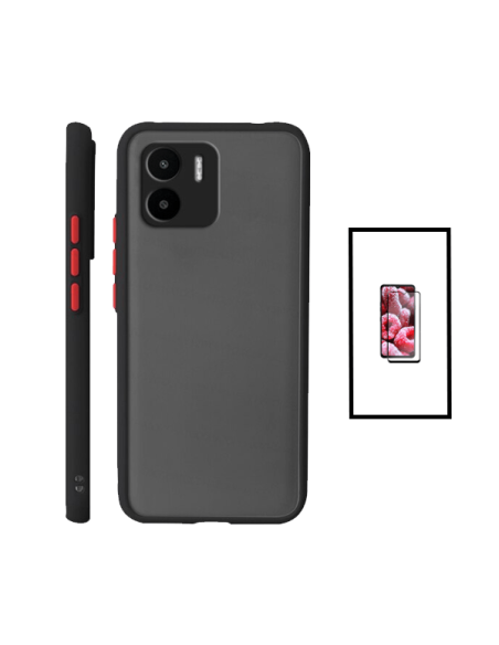 Kit Capa Anti Choque Camera Protection + Película 5D Full Cover para Xiaomi Redmi A2 - Preto