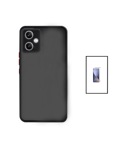 Kit Capa Anti Choque Camera Protection + Película 5D Full Cover para Xiaomi Redmi Note 12 - Preto