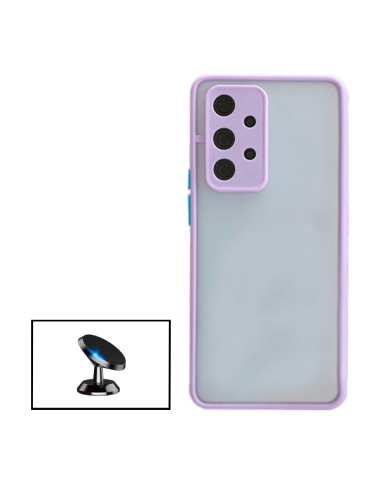 Kit Capa Anti Choque Camera Protection + Suporte Magnético de Carro para Samsung Galaxy A32 5G - Roxo