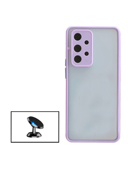 Kit Capa Anti Choque Camera Protection + Suporte Magnético de Carro para Samsung Galaxy A32 5G - Roxo