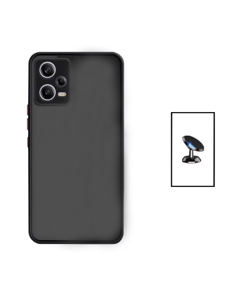 Kit Capa Anti Choque Camera Protection + Suporte Magnético de Carro para Xiaomi Redmi Note 12 Pro - Preto