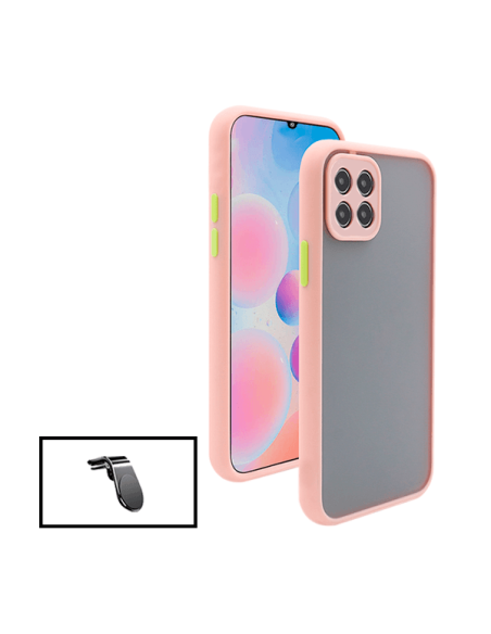 Kit Capa Anti Choque Camera Protection + Suporte Magnético L Safe Driving Carro para Samsung Galaxy A22 5G - Rosa