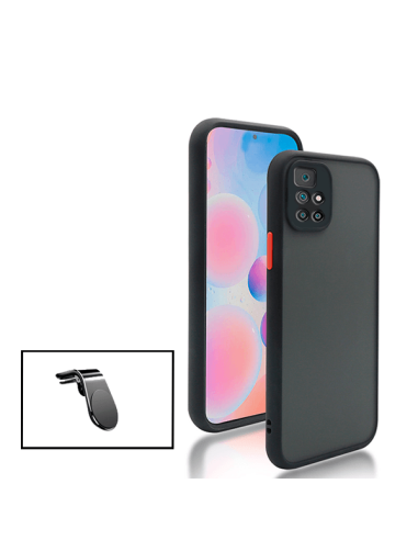 Kit Capa Anti Choque Camera Protection + Suporte Magnético L Safe Driving Carro para Xiaomi Redmi Note 11 4G - Preto