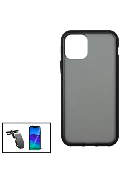 Kit Capa Anti Choque Protection Fumê + Película 5D Full Cover + Suporte Magnético L Safe Driving Carro para iPhone 13 - Preto