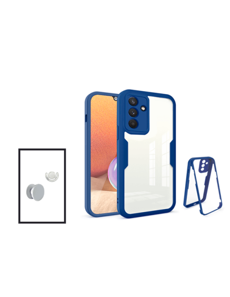 Kit Capa Anti-Crash 360 Protection + 1 GripHolder + 1 Suporte GripHolder Branco para Samsung Galaxy A13 5G - Azul Escuro