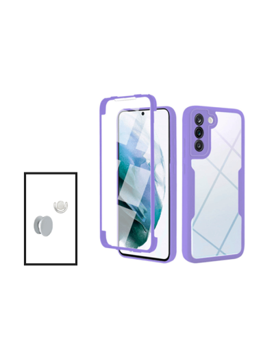 Kit Capa Anti-Crash 360 Protection + 1 GripHolder + 1 Suporte GripHolder Branco para Samsung S22 Ultra - Roxo