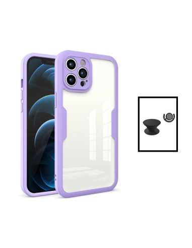 Kit Capa Anti-Crash 360 Protection + 1 GripHolder + 1 Suporte GripHolder Preto para Apple iPhone 14 - Roxo