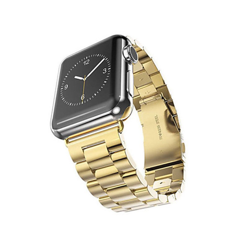 Bracelete Aço Stainless Lux + Ferramenta para Apple Watch Edition Series 7 - 45mm - Ouro